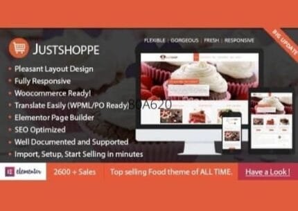 Justshoppe v11.7 – Elementor Cake Bakery WordPress Theme