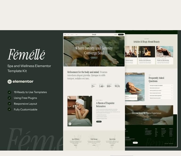 Femelle – Spa & Wellness Elementor Template